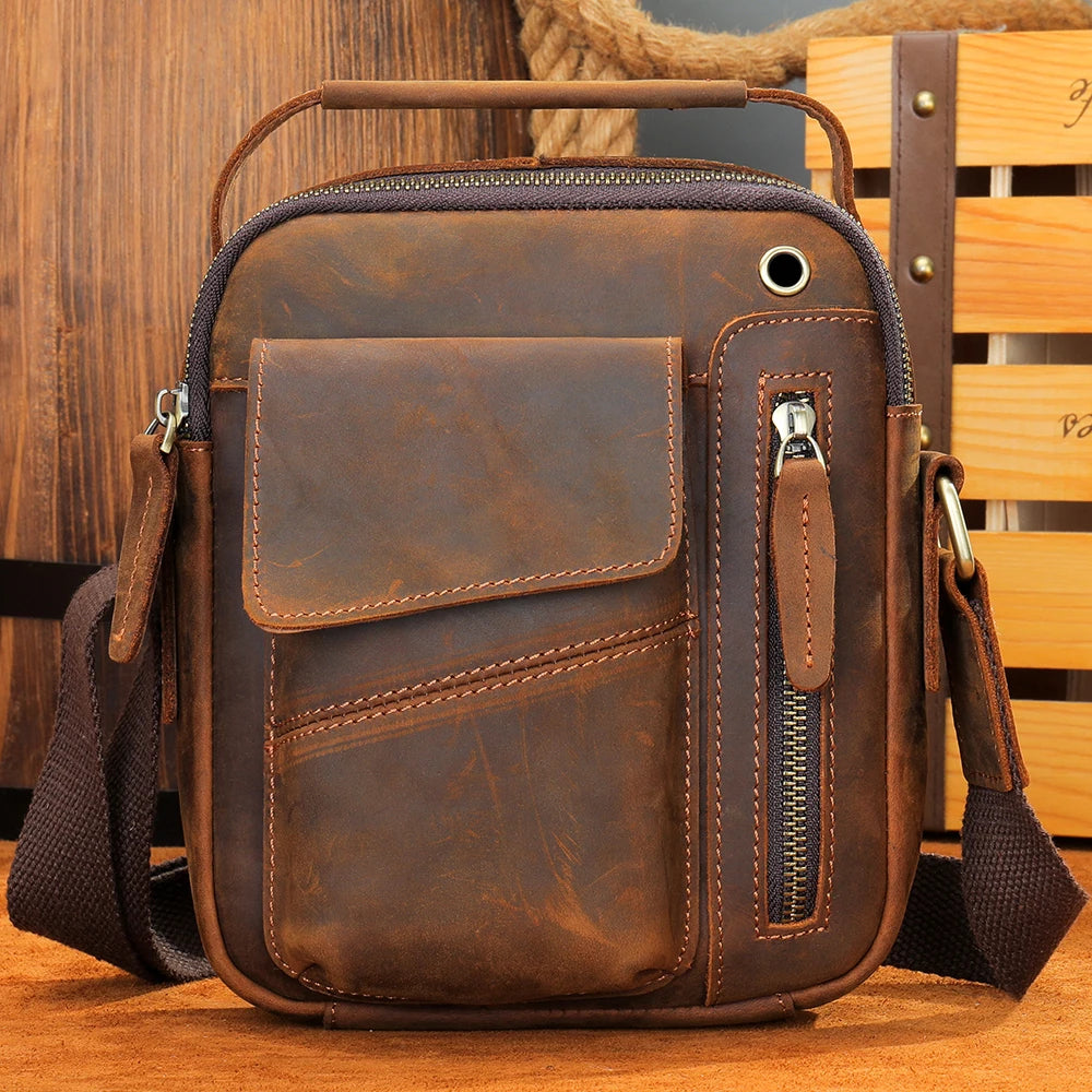 WESTAL Crazy Horse Leather Shoulder Bags for Men Crossbody Bags Purse My Order USB Charging Messenger Bags Leather Handbags Man