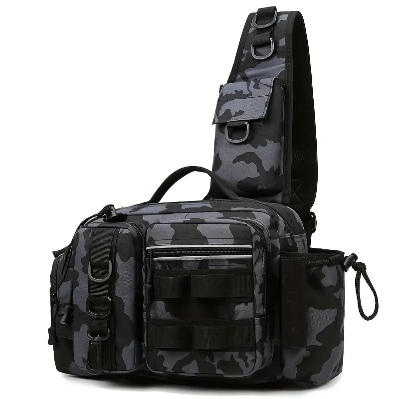 Men Fishing Tackle Bag Single Shoulder Crossbody Tactical Bags Waist Pack Fish Lures Gear Utility Storage Fishing Box Chest Bag