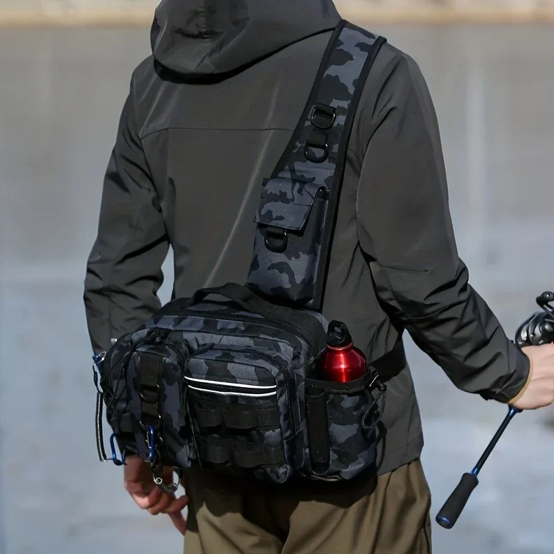 Men Fishing Tackle Bag Single Shoulder Crossbody Tactical Bags Waist Pack Fish Lures Gear Utility Storage Fishing Box Chest Bag