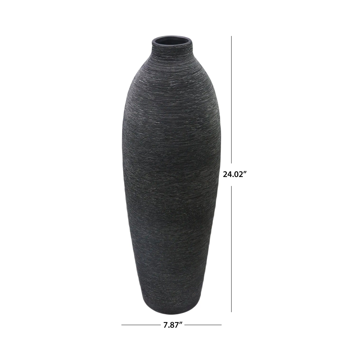 24 Textured Matte Ceramic Floor Vase, Black