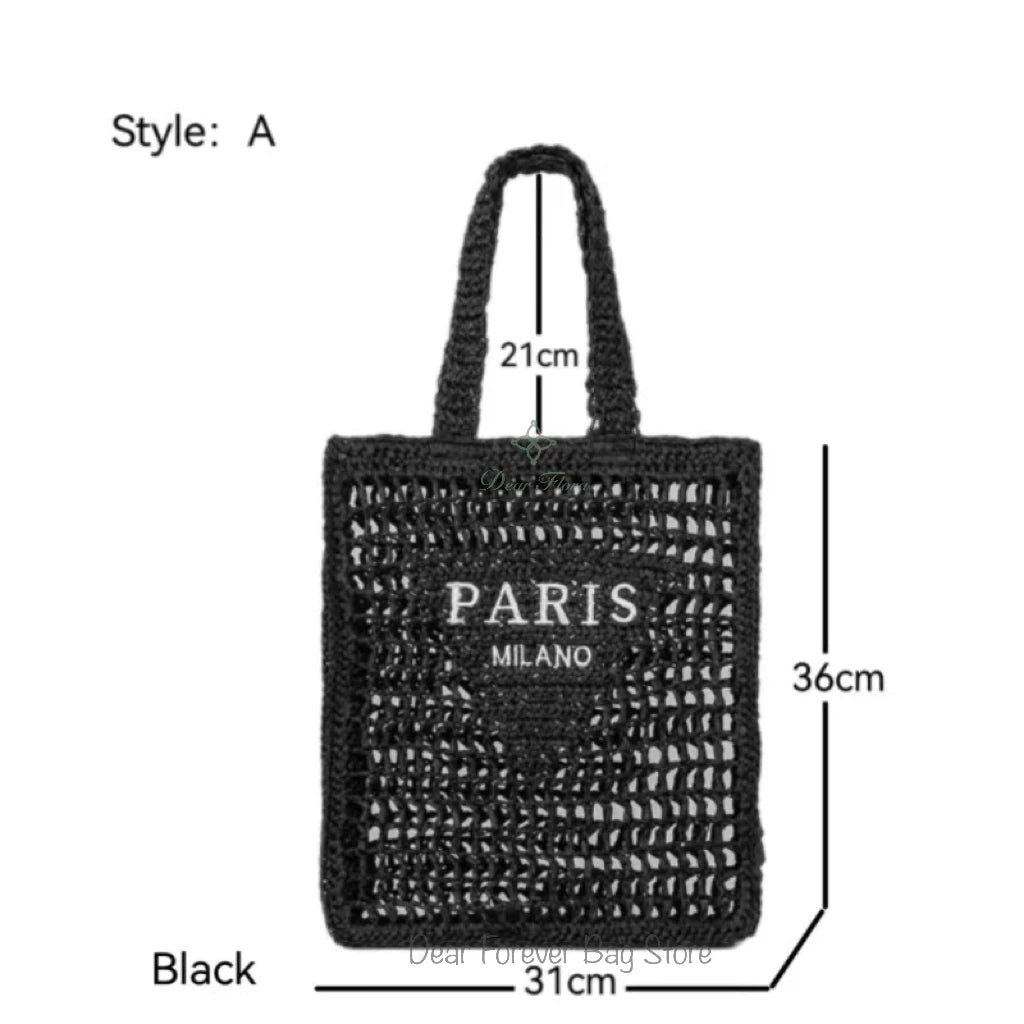 Women Colorful Stripes Fashion Straw Knitting Tote Bag Handwoven Summer Beach Travel Shoulder Bag Casual Bali Big Handbag Purses