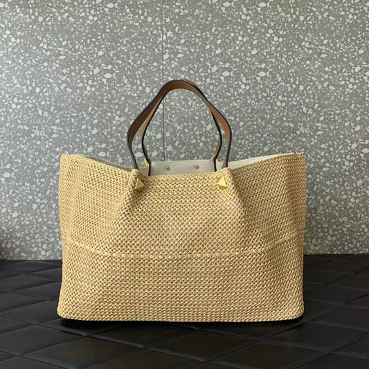 Casual Tote Bag Natural Grass Woven Bags Large Capacity Handbag Shoulder Bag Luxury Designer Bags Summer Beach Vacation Bag