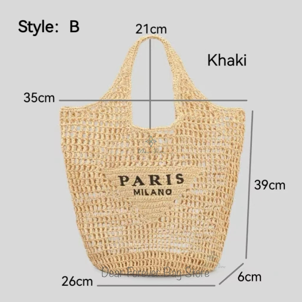 Women Colorful Stripes Fashion Straw Knitting Tote Bag Handwoven Summer Beach Travel Shoulder Bag Casual Bali Big Handbag Purses