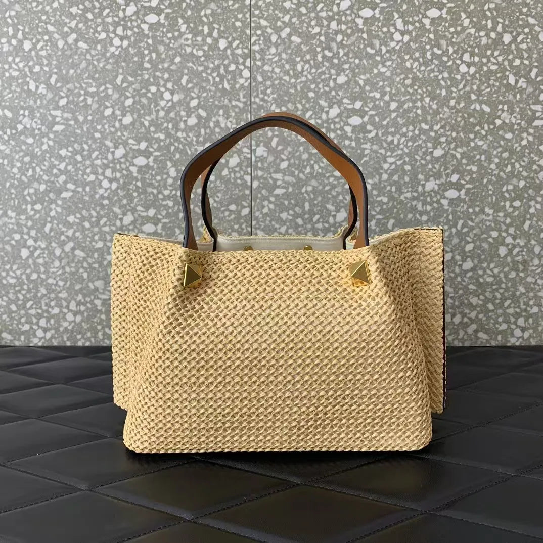 Casual Tote Bag Natural Grass Woven Bags Large Capacity Handbag Shoulder Bag Luxury Designer Bags Summer Beach Vacation Bag