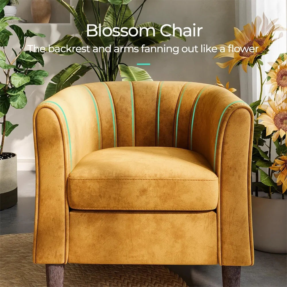 Accent Chair, Barrel Chair with Ottoman, Modern Comfy Reading Chair Armchair for Living Room Study Room Office