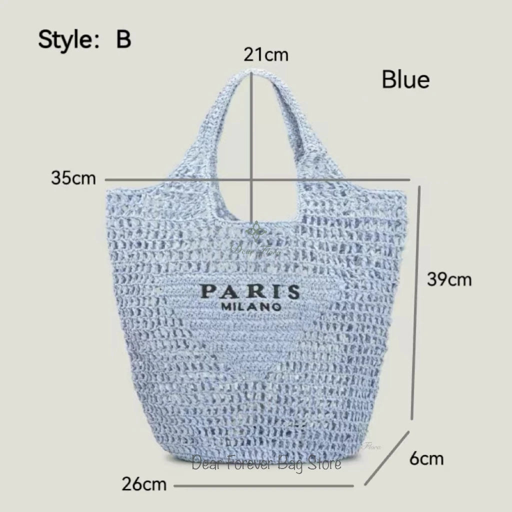 Women Colorful Stripes Fashion Straw Knitting Tote Bag Handwoven Summer Beach Travel Shoulder Bag Casual Bali Big Handbag Purses