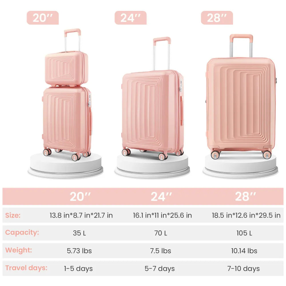 Luggage 4 Piece Sets Hard Shell Lightweight TSA Lock Carry on Expandable Suitcase with Spinner Wheels Travel Set for Men Women