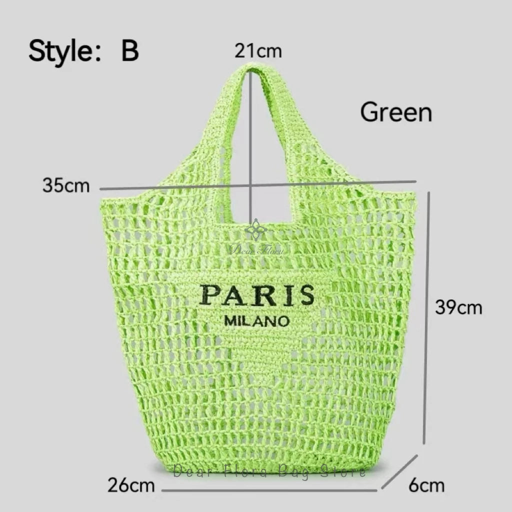Women Colorful Stripes Fashion Straw Knitting Tote Bag Handwoven Summer Beach Travel Shoulder Bag Casual Bali Big Handbag Purses