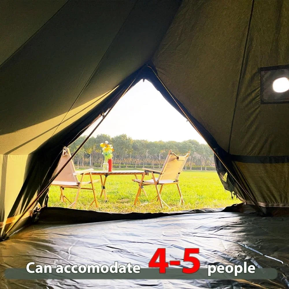 Cotton Canvas Bell Tent with Stove Jack Waterproof Glamping Tent Family Camping All Season Durable Portable Large Tent
