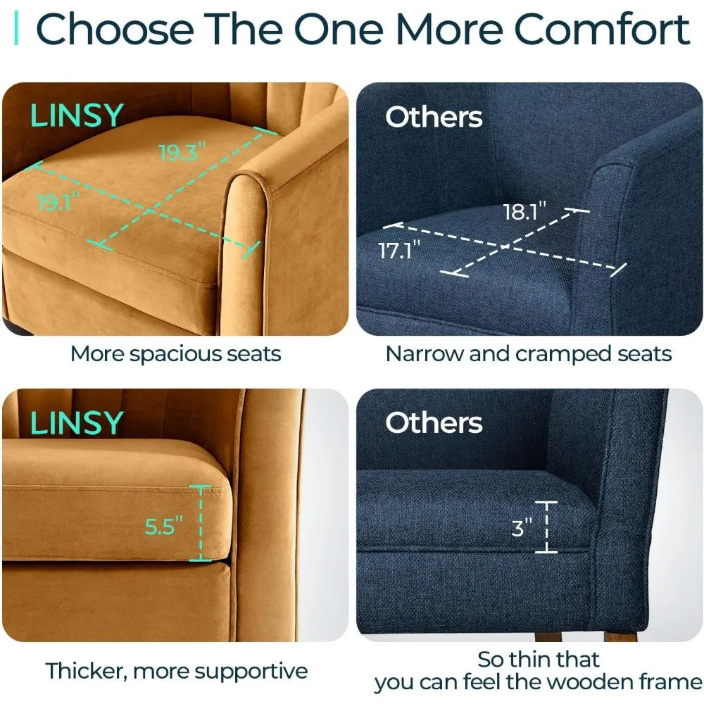 Accent Chair, Barrel Chair with Ottoman, Modern Comfy Reading Chair Armchair for Living Room Study Room Office