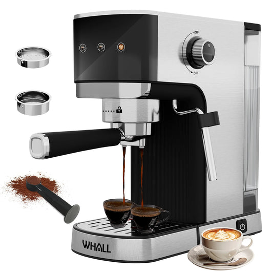 WHALL Touchscreen Espresso Machine 20 Bar,Espresso Coffee Maker with Milk Frother Steam Wand, Stainless Steel Coffee Machine wit