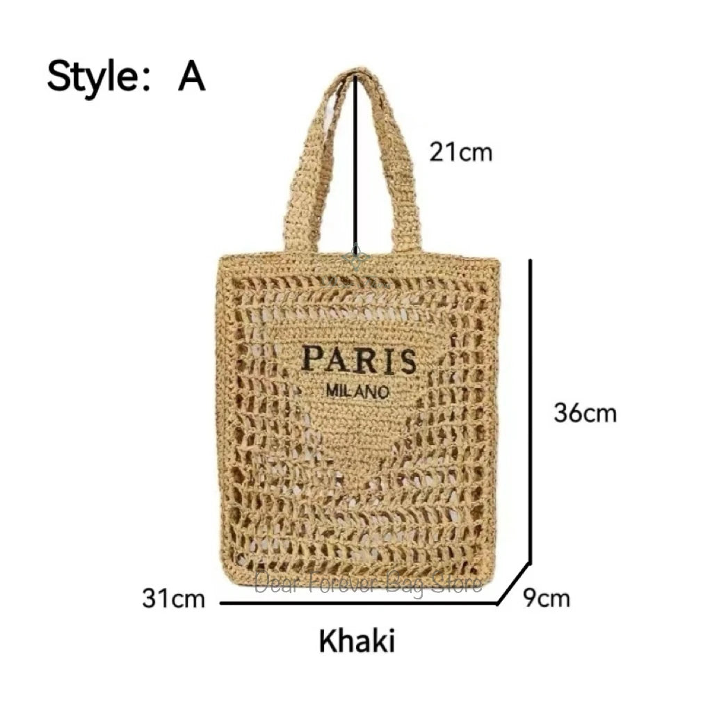 Women Colorful Stripes Fashion Straw Knitting Tote Bag Handwoven Summer Beach Travel Shoulder Bag Casual Bali Big Handbag Purses