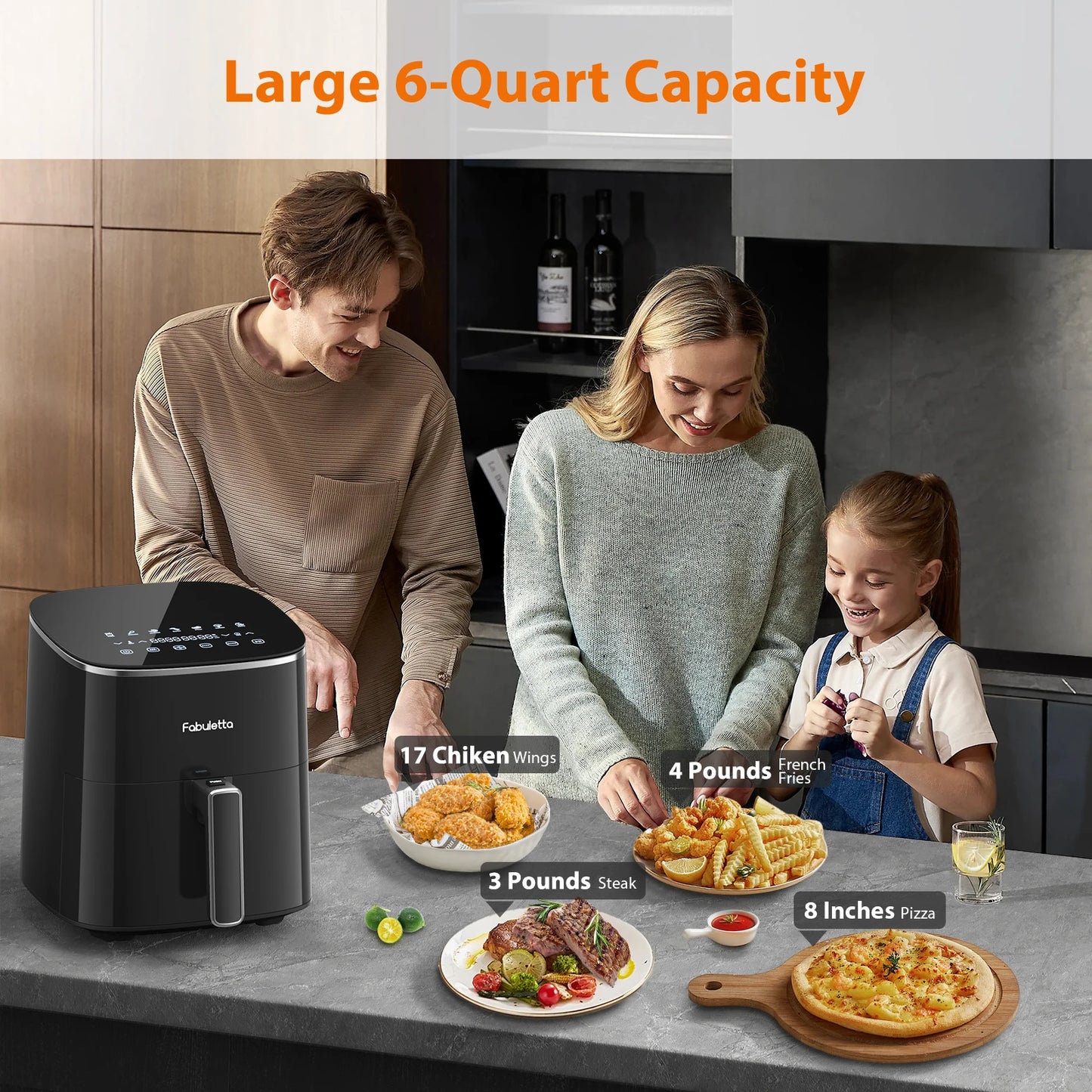 Air Fryer 11-in-1 Digital , Large 6 QT Airfryer with Easy View Windows, MAX 450℉ for Crispy, 50% Faster, Fast Roast, Preheat