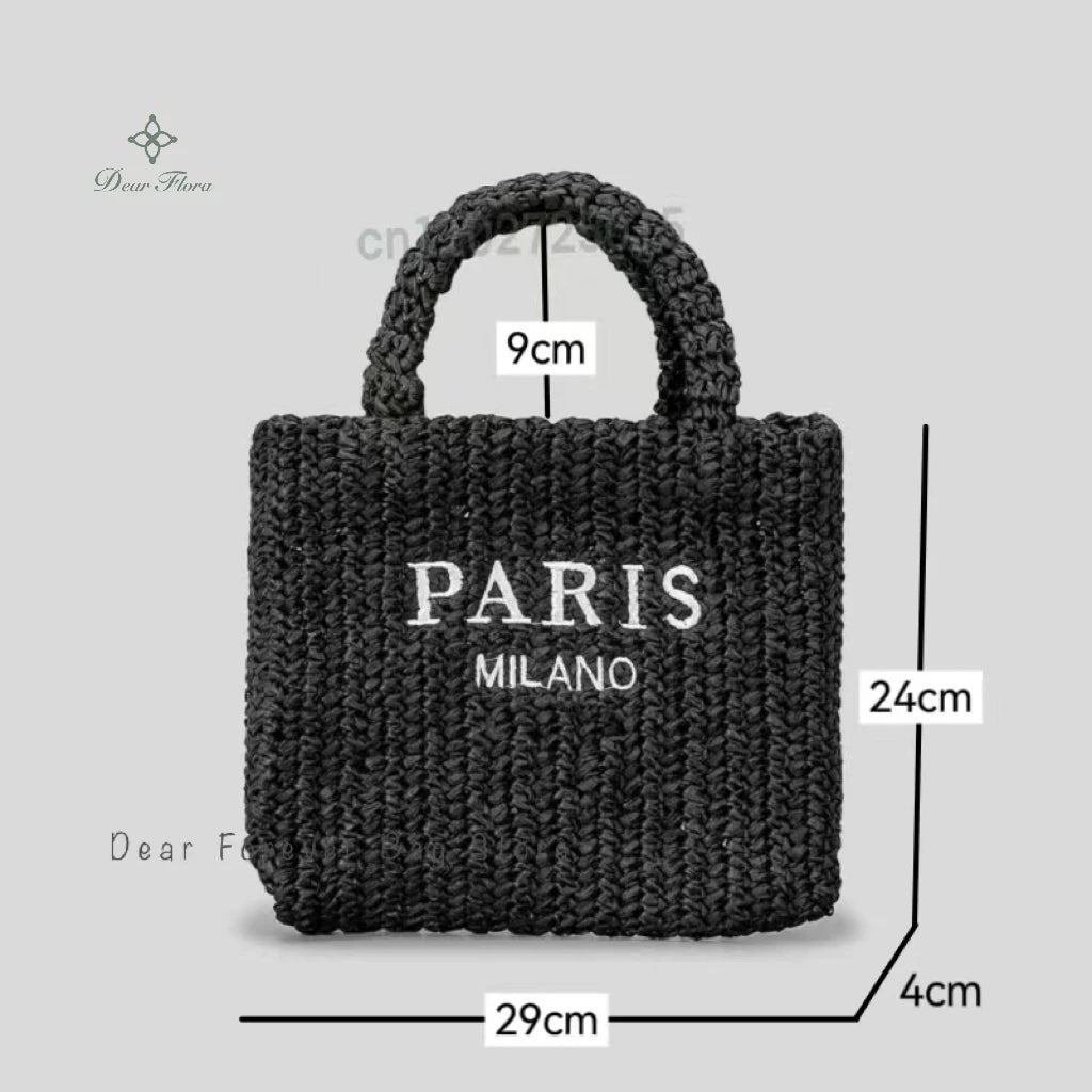 Women Colorful Stripes Fashion Straw Knitting Tote Bag Handwoven Summer Beach Travel Shoulder Bag Casual Bali Big Handbag Purses