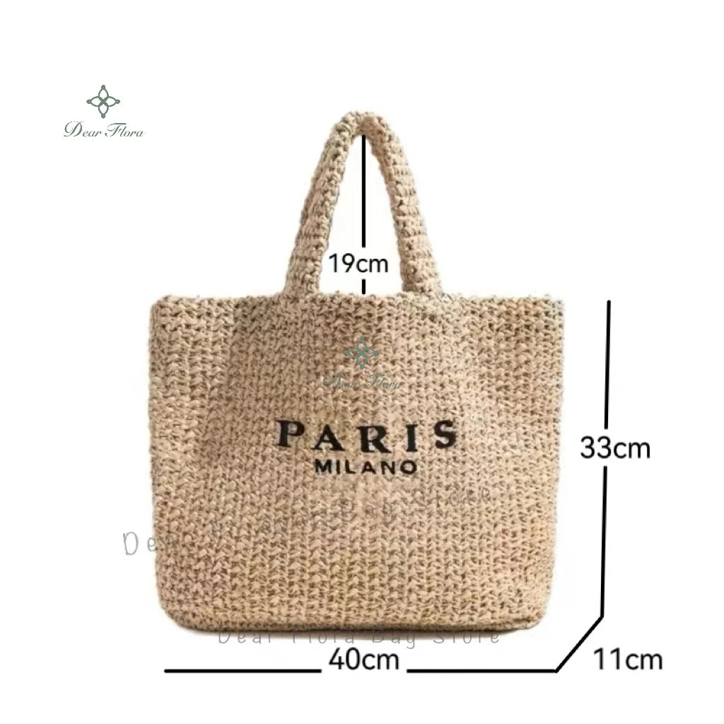 Women Colorful Stripes Fashion Straw Knitting Tote Bag Handwoven Summer Beach Travel Shoulder Bag Casual Bali Big Handbag Purses