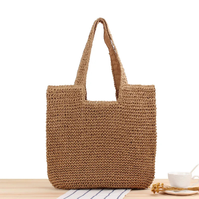 Fashion Straw Women Shoulder Bags Paper Woven Female Handbags Large Capacity Summer Beach Straw Bags Casual Tote Purses 2022