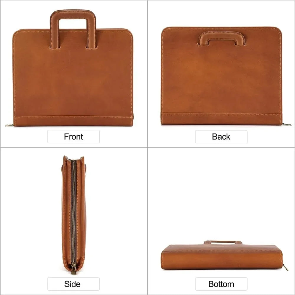 Tote combination with hidden handle, whole grain leather combination organizer for men and women