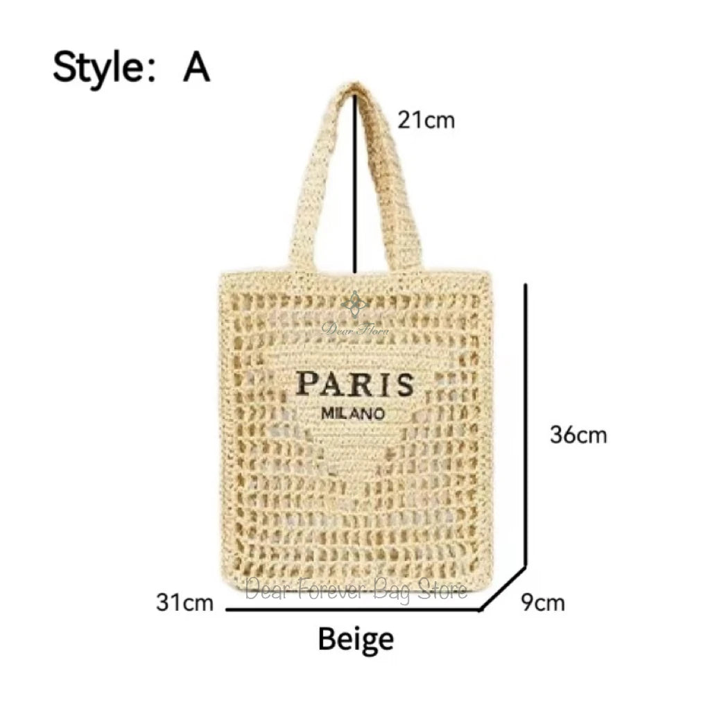Women Colorful Stripes Fashion Straw Knitting Tote Bag Handwoven Summer Beach Travel Shoulder Bag Casual Bali Big Handbag Purses