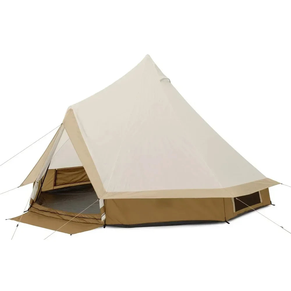 8-Person Glamping Bell Tent Camping Tent Travel 15' X 15' Tents with String Lights, 22.57 Lbs Bell-style Tent  Party Tents