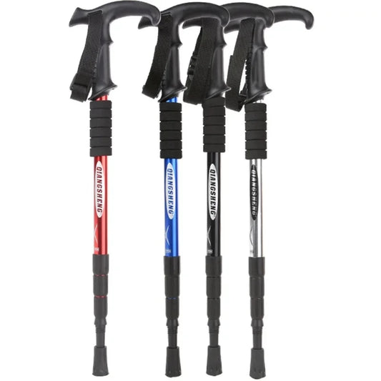 Aluminum Alloy Folding Walking Sticks  Hiking High-quality Trekking Poles 4-section Telescopic Walking Sticks  The Elderly