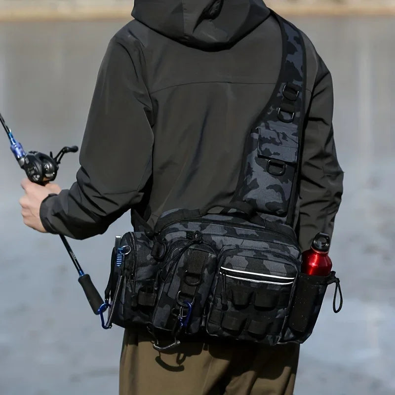Men Fishing Tackle Bag Single Shoulder Crossbody Tactical Bags Waist Pack Fish Lures Gear Utility Storage Fishing Box Chest Bag