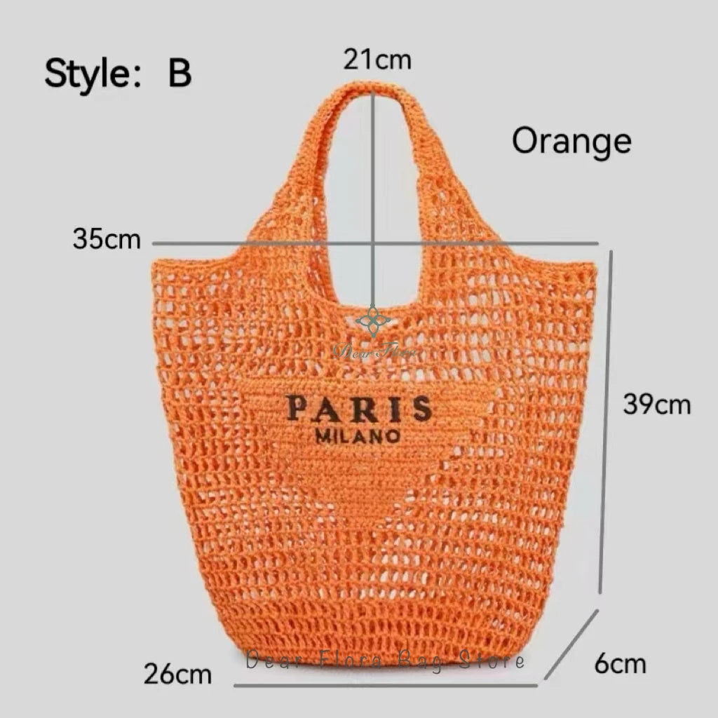 Women Colorful Stripes Fashion Straw Knitting Tote Bag Handwoven Summer Beach Travel Shoulder Bag Casual Bali Big Handbag Purses