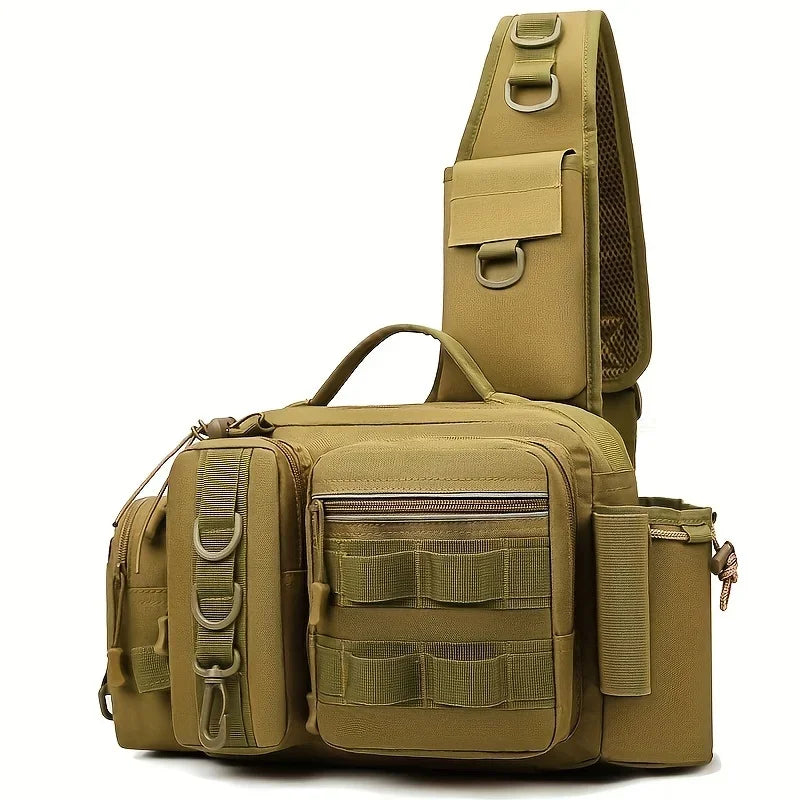 Men Fishing Tackle Bag Single Shoulder Crossbody Tactical Bags Waist Pack Fish Lures Gear Utility Storage Fishing Box Chest Bag