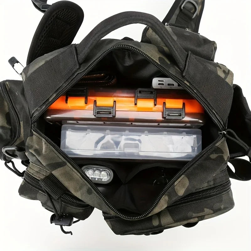 Men Fishing Tackle Bag Single Shoulder Crossbody Tactical Bags Waist Pack Fish Lures Gear Utility Storage Fishing Box Chest Bag