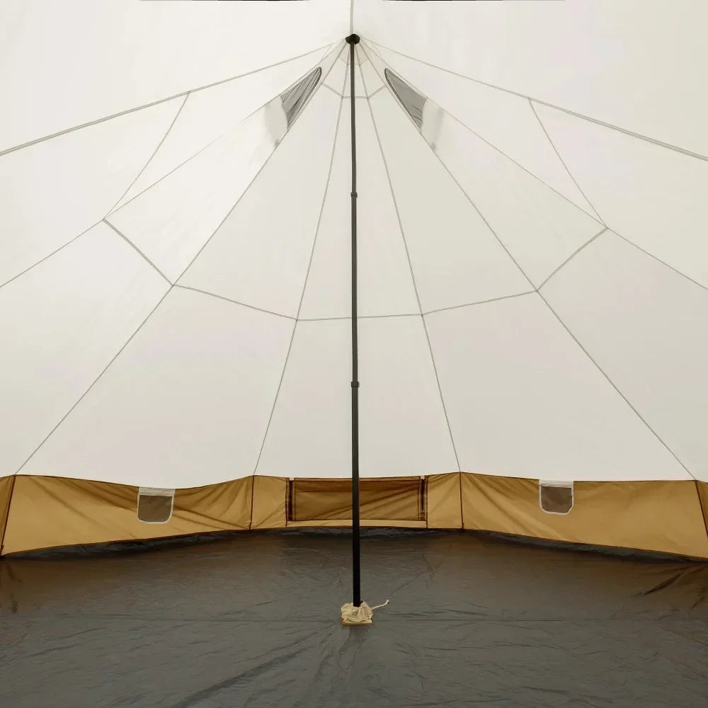 8-Person Glamping Bell Tent Camping Tent Travel 15' X 15' Tents with String Lights, 22.57 Lbs Bell-style Tent  Party Tents