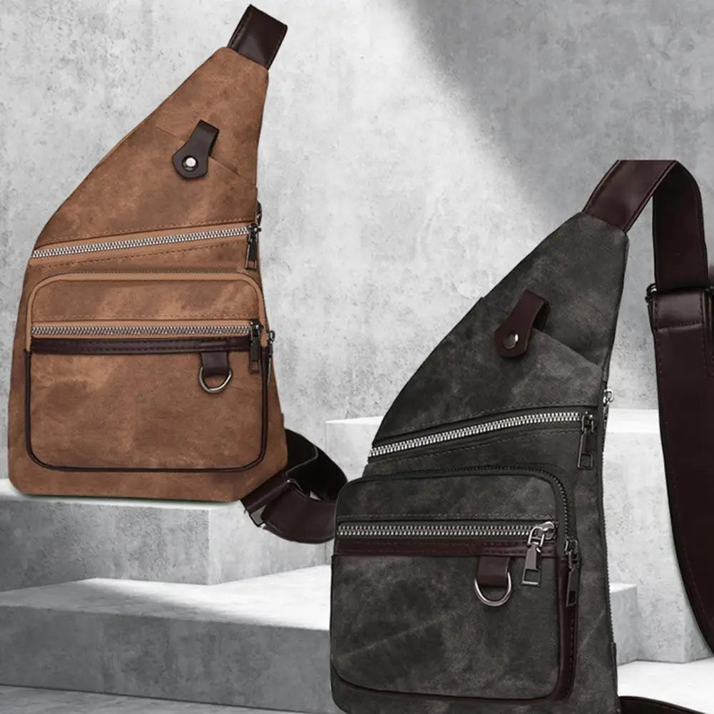 Men's Chest Bags Pack Business Crossbody Fashion Faux Leather Waist Outdoor Casual Sports Travel Anti Theft Single Shoulder Bag