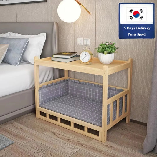 Wooden Dog Kennel Detachable Large Solid Wood Puppy House Eco-Friendly Polished Pet Bed Four Seasons General Simple Pets Houses