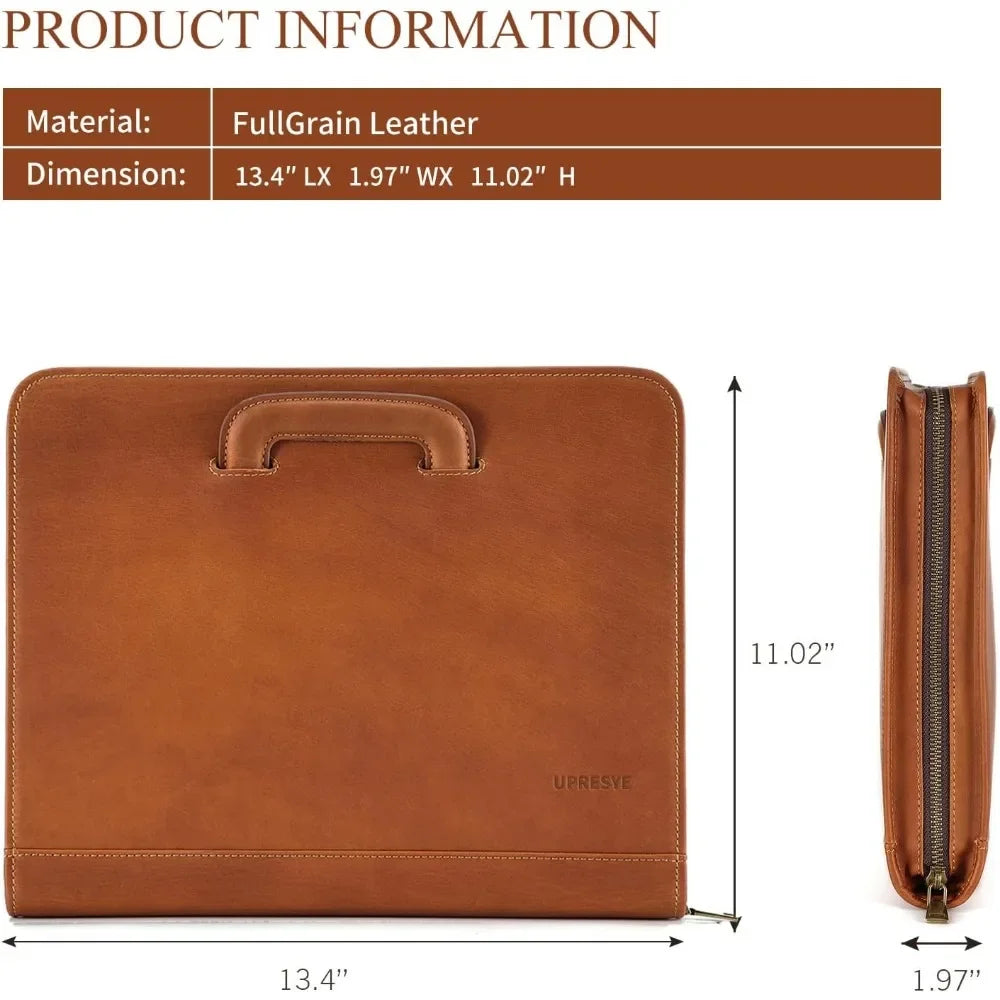 Tote combination with hidden handle, whole grain leather combination organizer for men and women