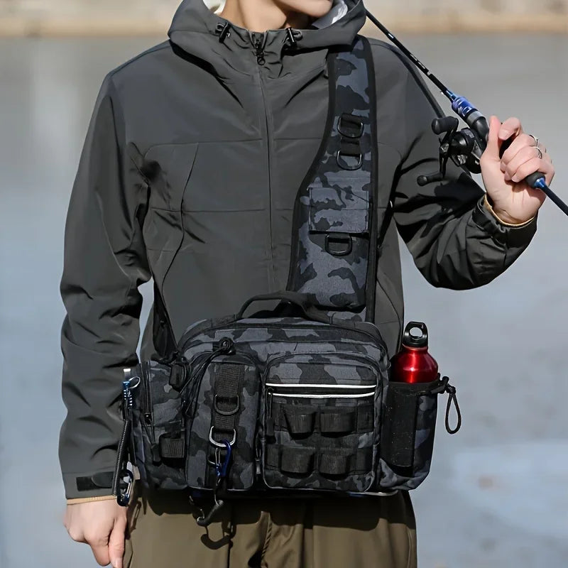 Men Fishing Tackle Bag Single Shoulder Crossbody Tactical Bags Waist Pack Fish Lures Gear Utility Storage Fishing Box Chest Bag