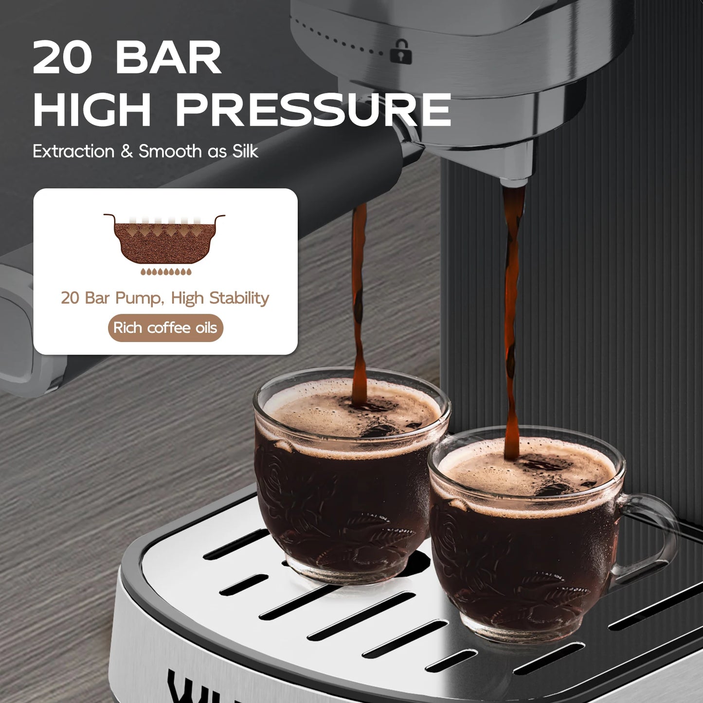 WHALL Touchscreen Espresso Machine 20 Bar,Espresso Coffee Maker with Milk Frother Steam Wand, Stainless Steel Coffee Machine wit