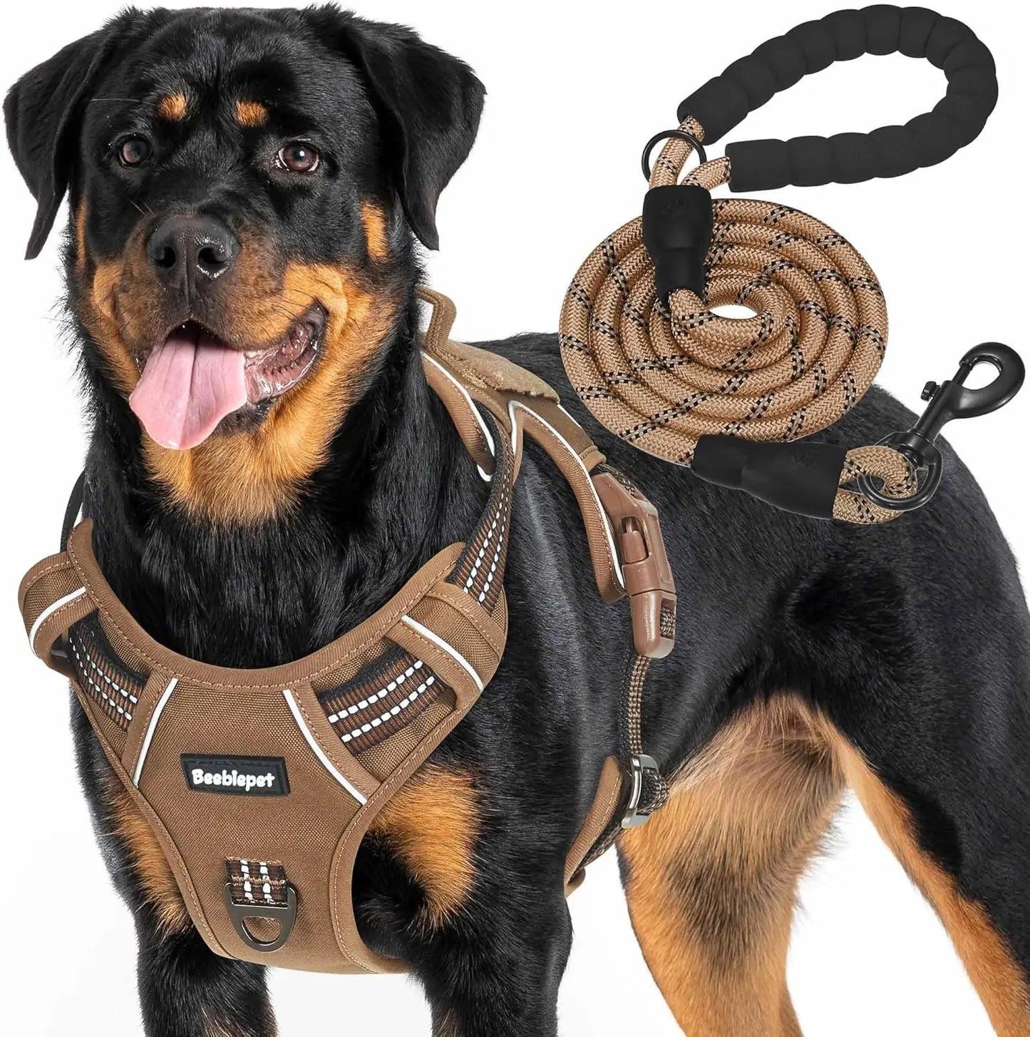 Heavy Duty Tactical Dog Harness for Large Dogs, No Pull Adjustable Pet Harness Reflective Service Training Easy Control