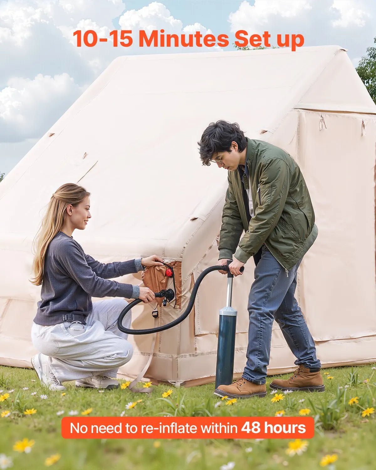 VEVOR 5-8/4-6/3-5 Person Inflatable Camping Tent with Air Pump - All-Weather Glamping Shelter for Family and Outdoor Adventures
