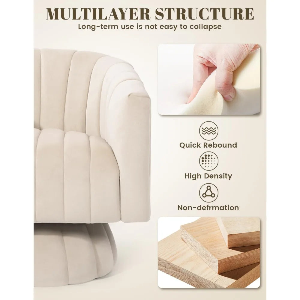 Set of 2 Swivel Accent Chair with Armrest, 360 Degree Swivel Barrel Chair Overstuffed Tufted Velvet, Ideal for Living Room
