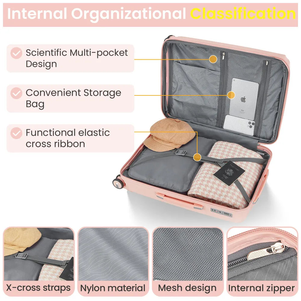 Luggage 4 Piece Sets Hard Shell Lightweight TSA Lock Carry on Expandable Suitcase with Spinner Wheels Travel Set for Men Women