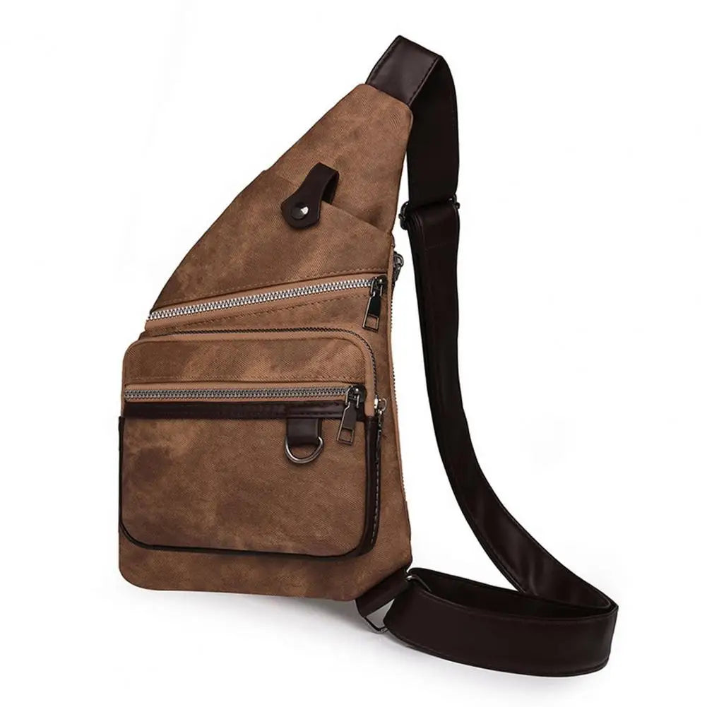 Men's Chest Bags Pack Business Crossbody Fashion Faux Leather Waist Outdoor Casual Sports Travel Anti Theft Single Shoulder Bag