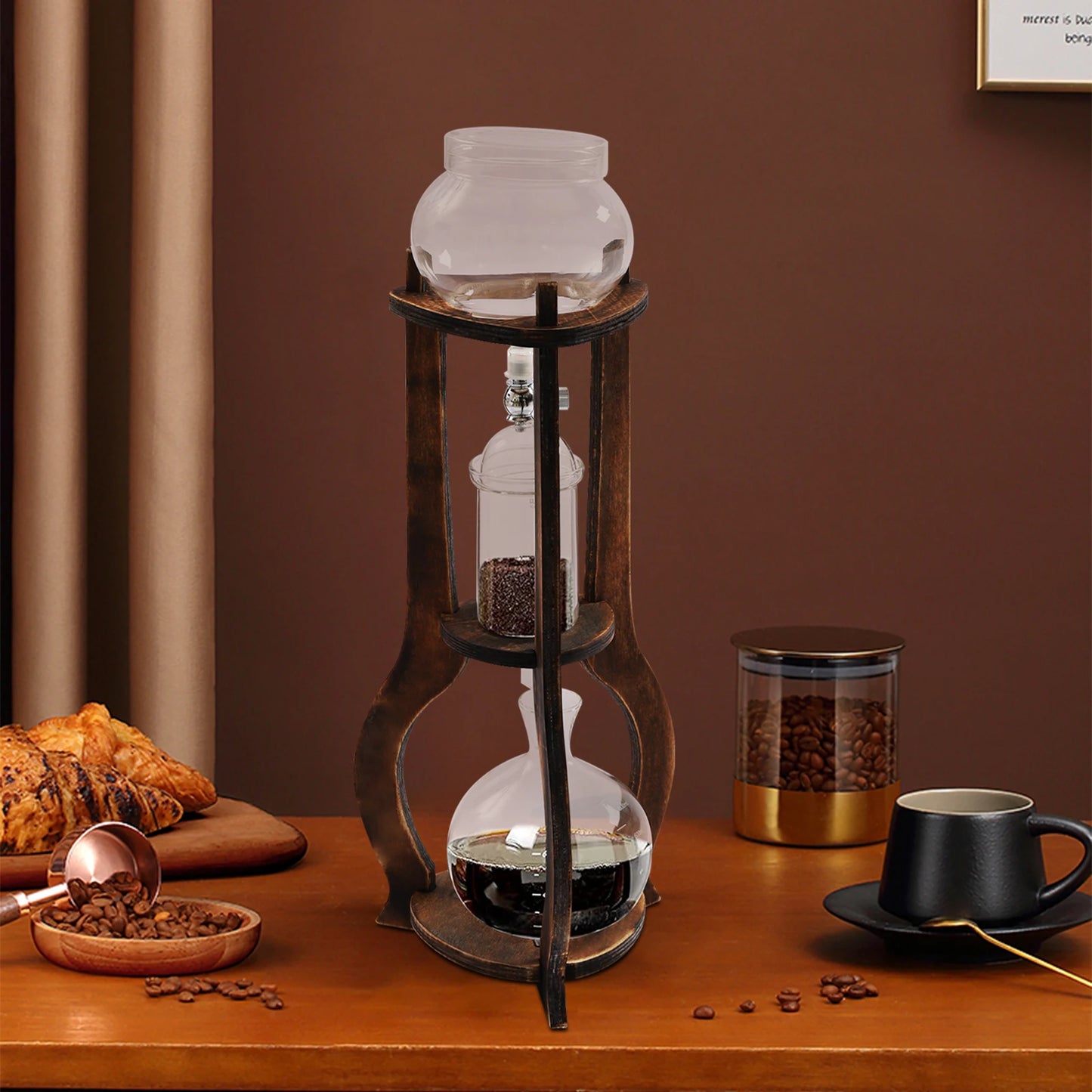 600ml Iced Coffee Dripper Brew Drip Tower Coffee Maker Stainless Steel High Borosilicate Glass Coffeeware