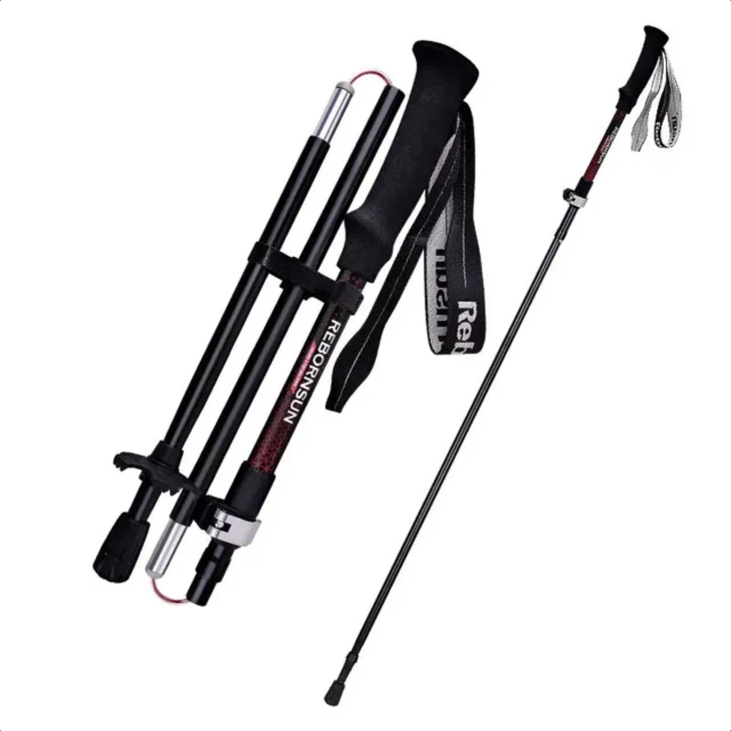 Portable, Lightweight and Convenient Collapsible Trekking Poles for Hiking and Walking: Easy-to-Carry Folding Hiking Stick, Comp