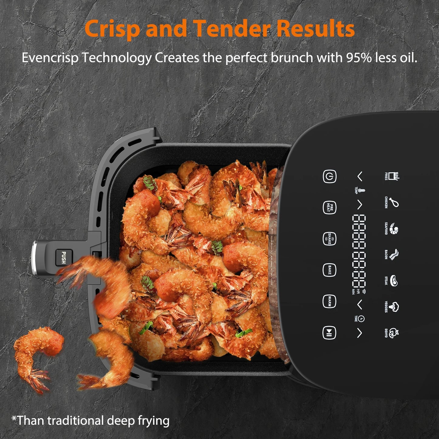 Air Fryer 11-in-1 Digital , Large 6 QT Airfryer with Easy View Windows, MAX 450℉ for Crispy, 50% Faster, Fast Roast, Preheat