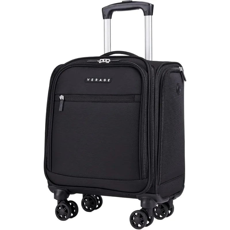 Underseat Carry On Luggage with Wheels, 14.5-Inch Spinner Small Suitcase, Softside Lightweight Travel Bag for Men and Women