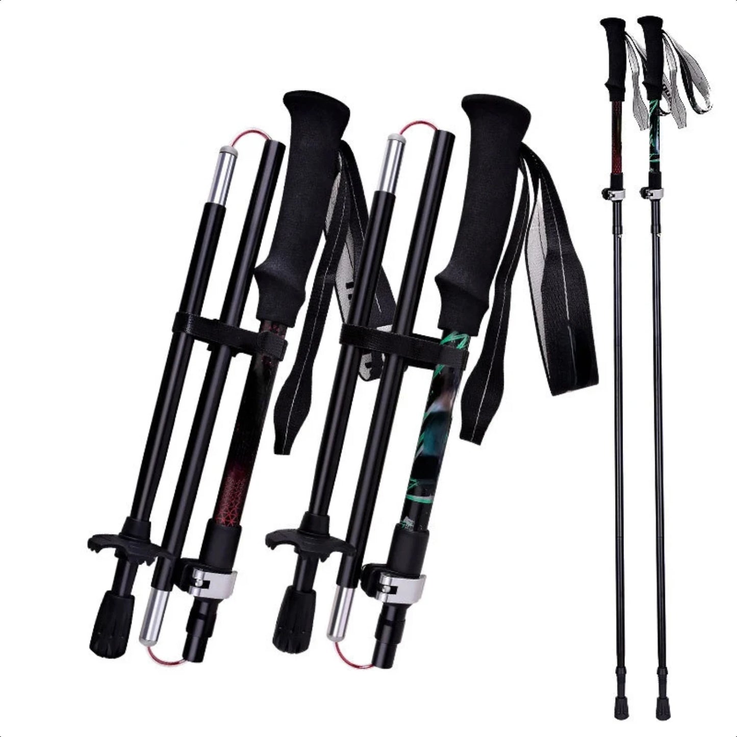 Portable, Lightweight and Convenient Collapsible Trekking Poles for Hiking and Walking: Easy-to-Carry Folding Hiking Stick, Comp
