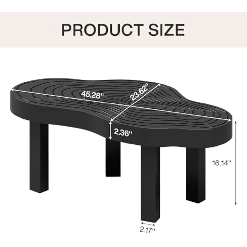 Black Cloud Coffee Table Cute Cream Living Room Center Furniture with Thick Tabletop Solid Legs Modern Minimalist Irregular