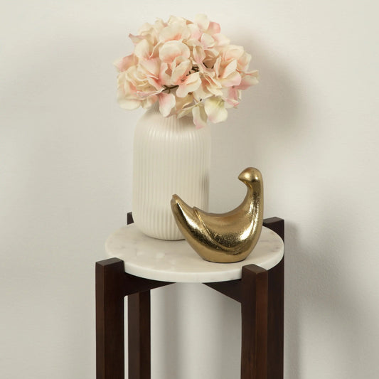 Ribbed Ceramic Vase, 8.5, Cream