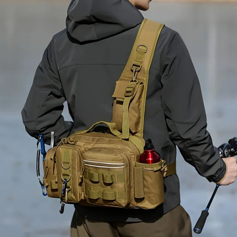 Men Fishing Tackle Bag Single Shoulder Crossbody Tactical Bags Waist Pack Fish Lures Gear Utility Storage Fishing Box Chest Bag