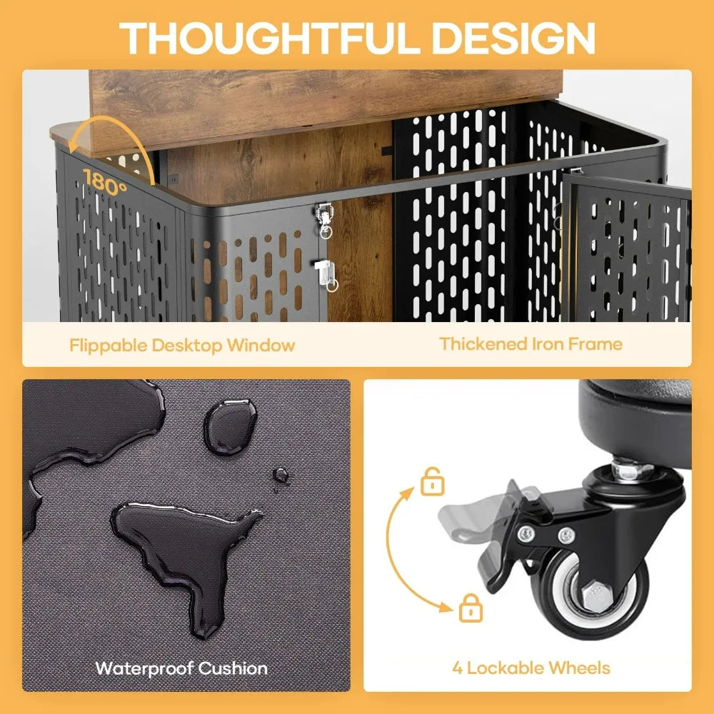 43.7" Metal Dog Kennel, Chew Proof Prevent Escape for High Anxiety Dogs, Indoor Indestructible Dog Kennel, Heavy Duty Dog Crate