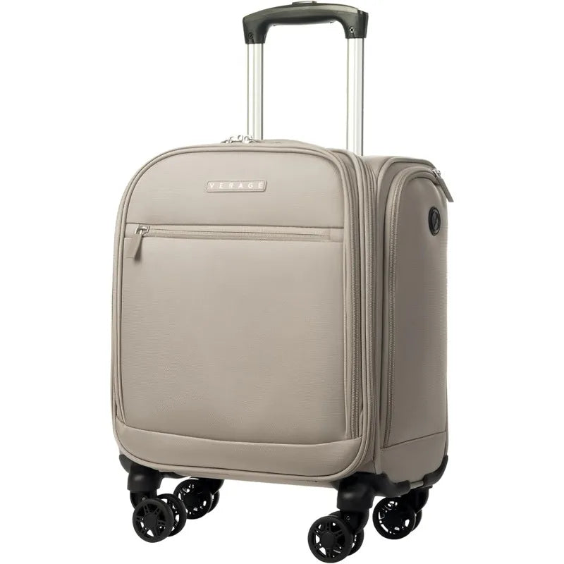 Underseat Carry On Luggage with Wheels, 14.5-Inch Spinner Small Suitcase, Softside Lightweight Travel Bag for Men and Women