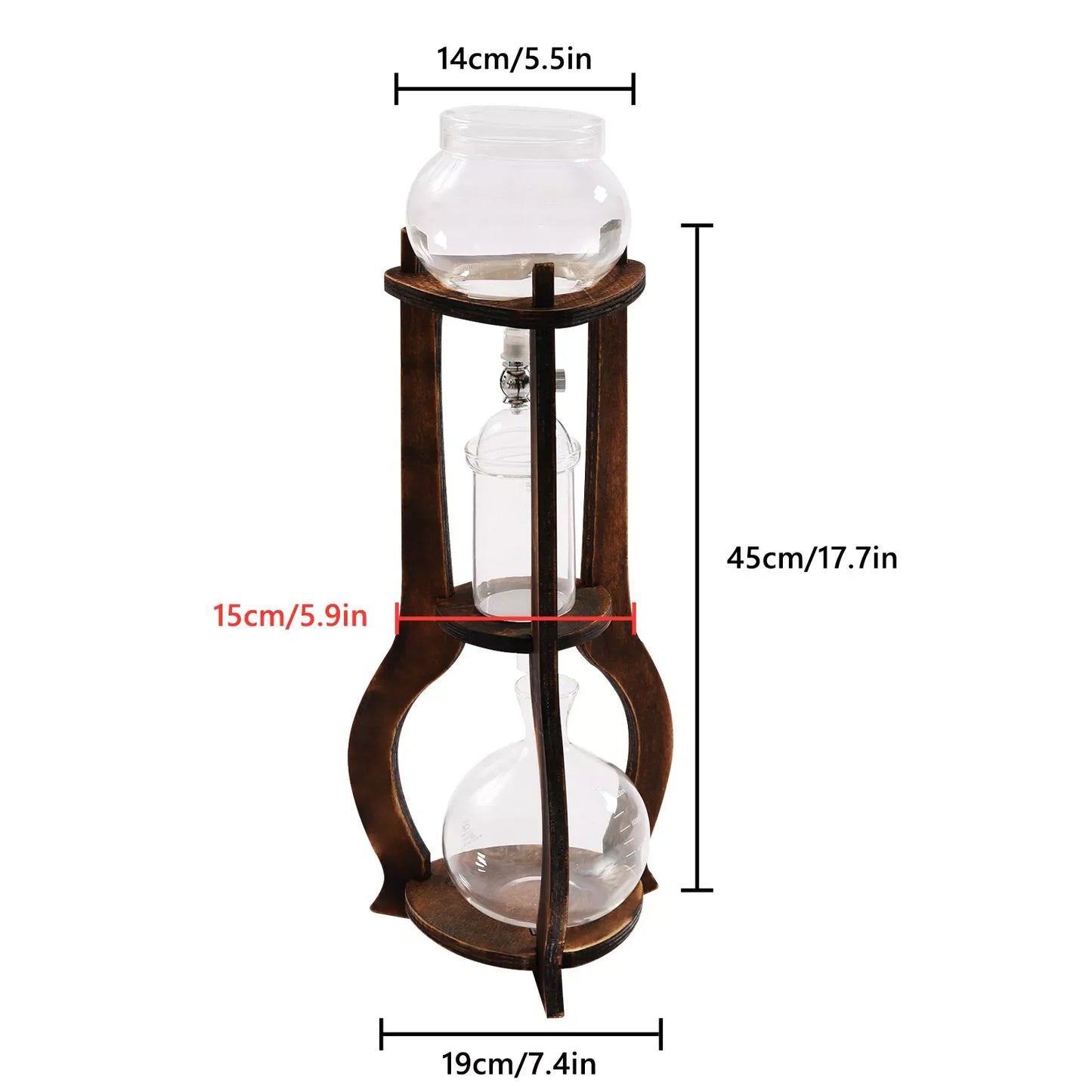 600ml Iced Coffee Dripper Brew Drip Tower Coffee Maker Stainless Steel High Borosilicate Glass Coffeeware